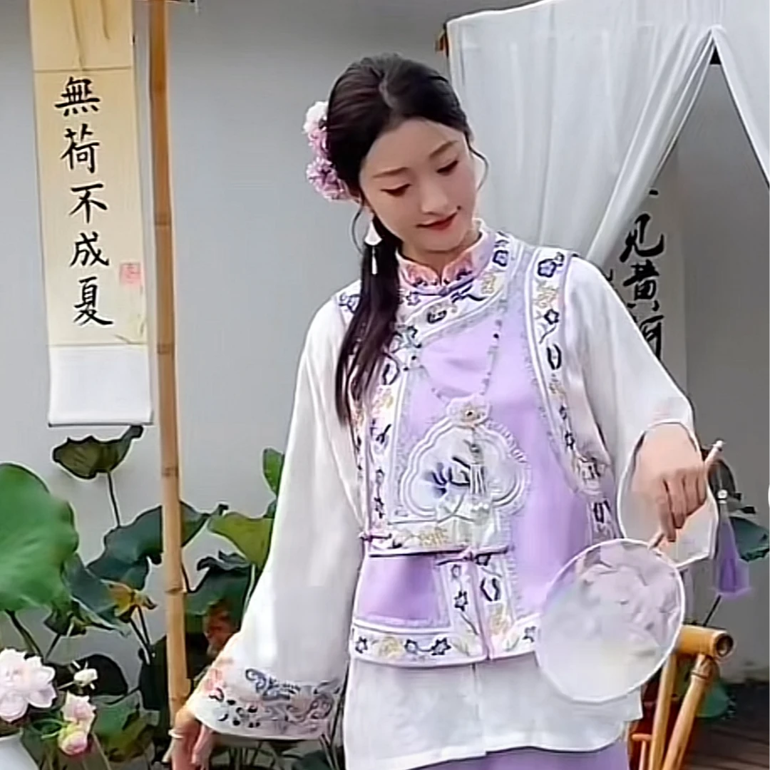 [紫悦] 新中式国风重工刺绣宽松马甲新国风马夹