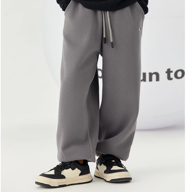 EAYAKIDS校园牛奶裤中大童宽松百搭运动休闲束脚卫裤EYW2492002