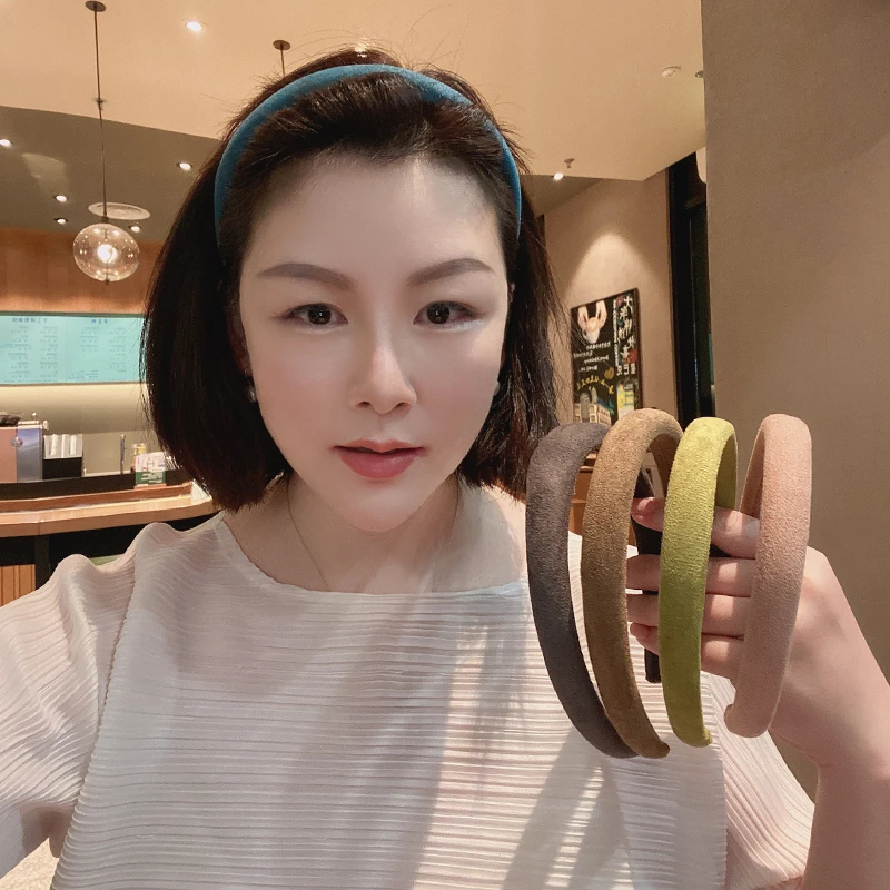 细边麂皮绒海绵发箍压发发卡气质网红百搭头箍