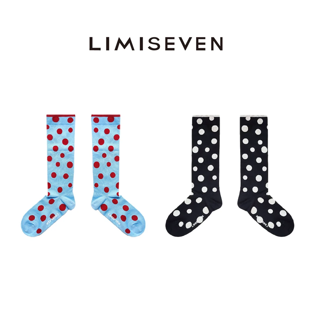 limiseven原创设计春夏ins日系彩色波点潮牌百搭中筒袜