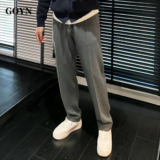 GOYN2024秋冬季新款时尚潮牌男士休闲裤百搭阔腿直筒潮流轻奢长裤