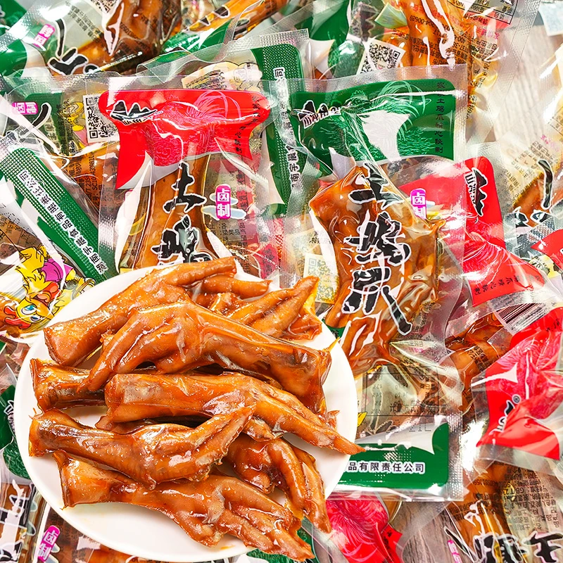农家香辣味土鸡爪独立小包装卤制湖南特产凤爪鸡脚零食品小吃推荐