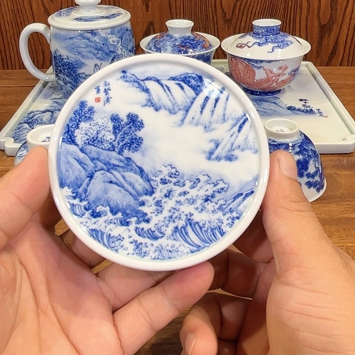 凡*微瑕柴窑青花国家一级美术师刘贤涛