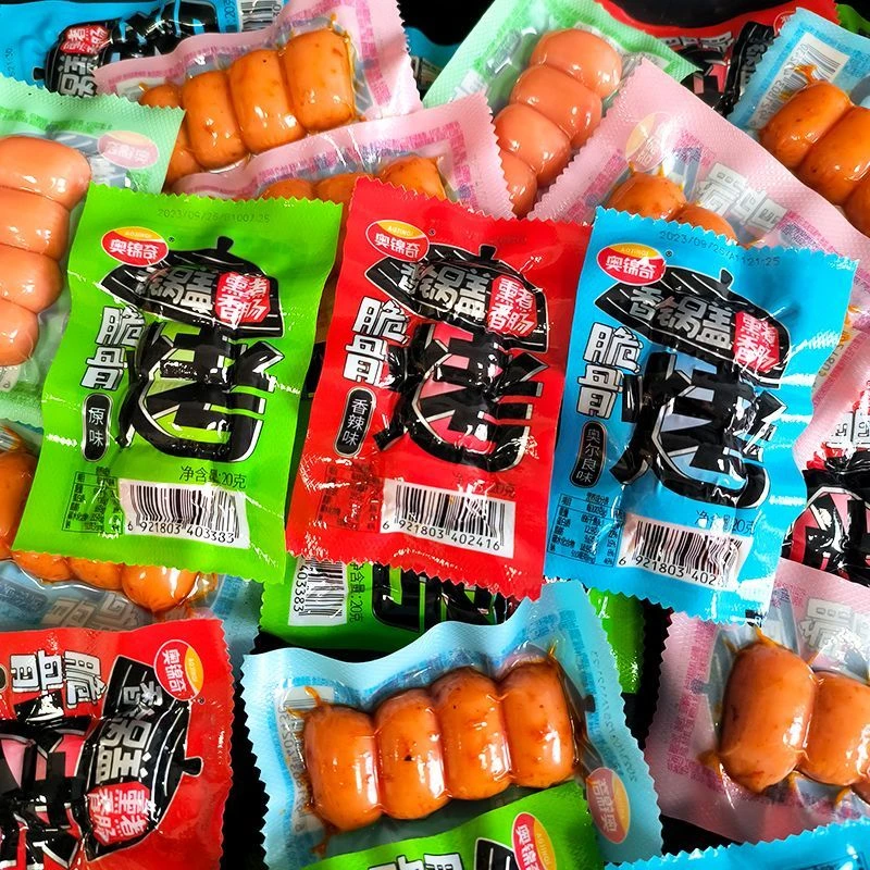 奥锦奇香锅盖含量脆骨肠原味香辣味奥尔良味小烤肠零食包邮