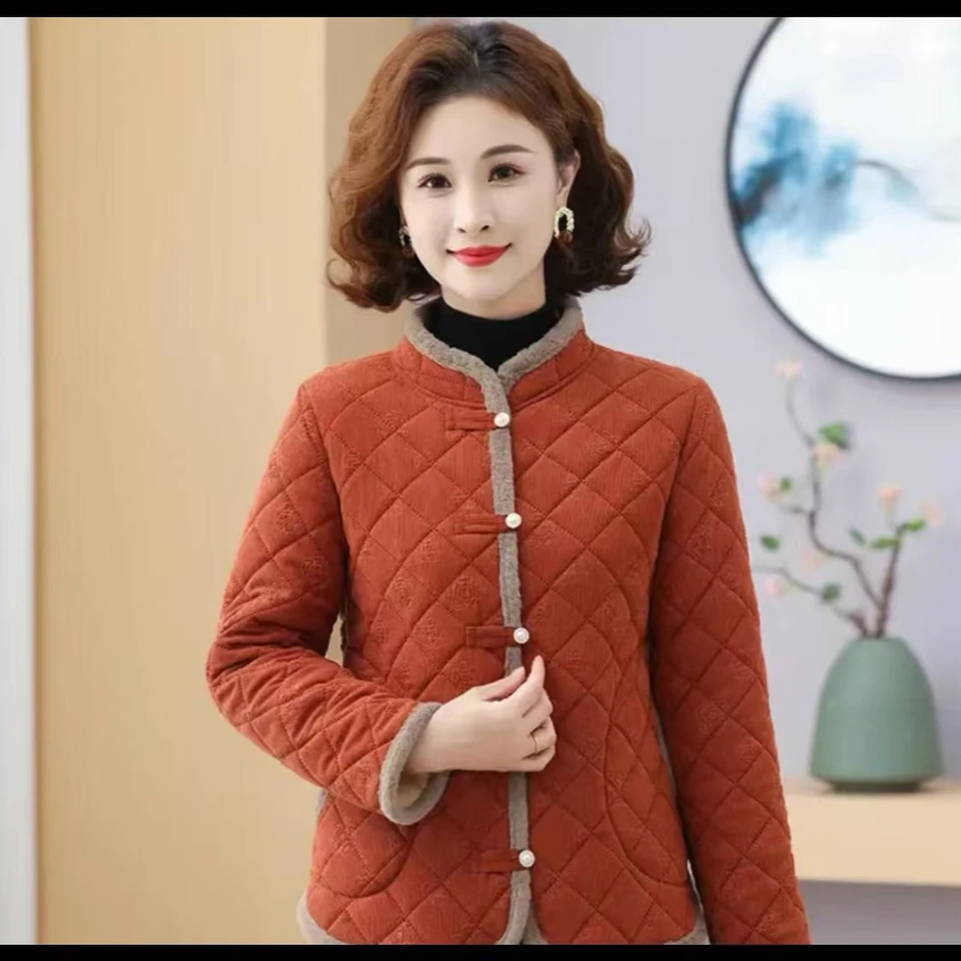 燕敏家 2024新款气质立领毛毛包边加绒加厚棉衣保暖外套
