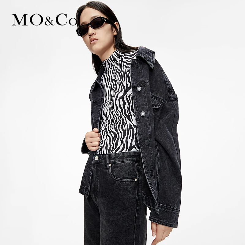 MOCO春复古立体设计感宽松牛仔夹克短时尚外套MBB1JKTT17