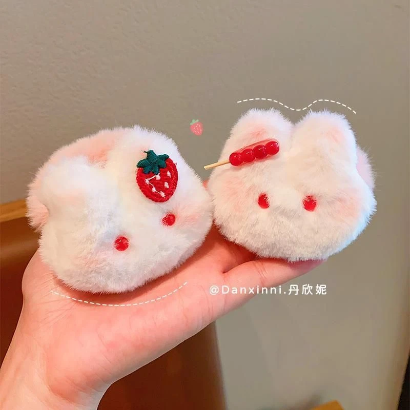 儿童可爱软糯毛绒兔子发圈不伤发女童丸子头马尾发绳皮筋女孩头绳