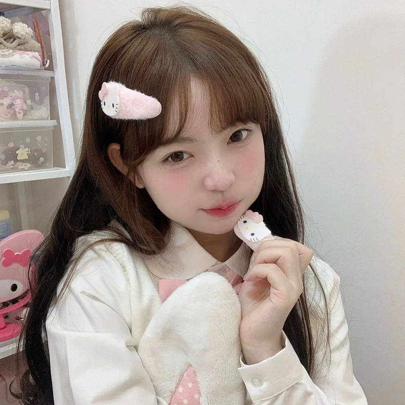 hellokitty亚克力毛绒发夹侧边毛茸bb夹三丽鸥少女刘海可爱发夹