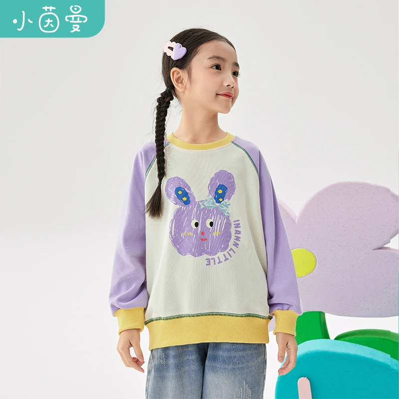小茵曼女童卫衣洋气长袖秋季兔子印花圆领休闲时尚套头O3843066