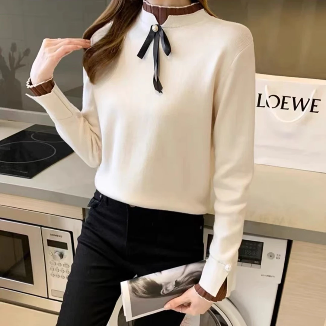 半高领针织打底衫女秋装2024年新款女士内搭爆款洋气保暖小衫
