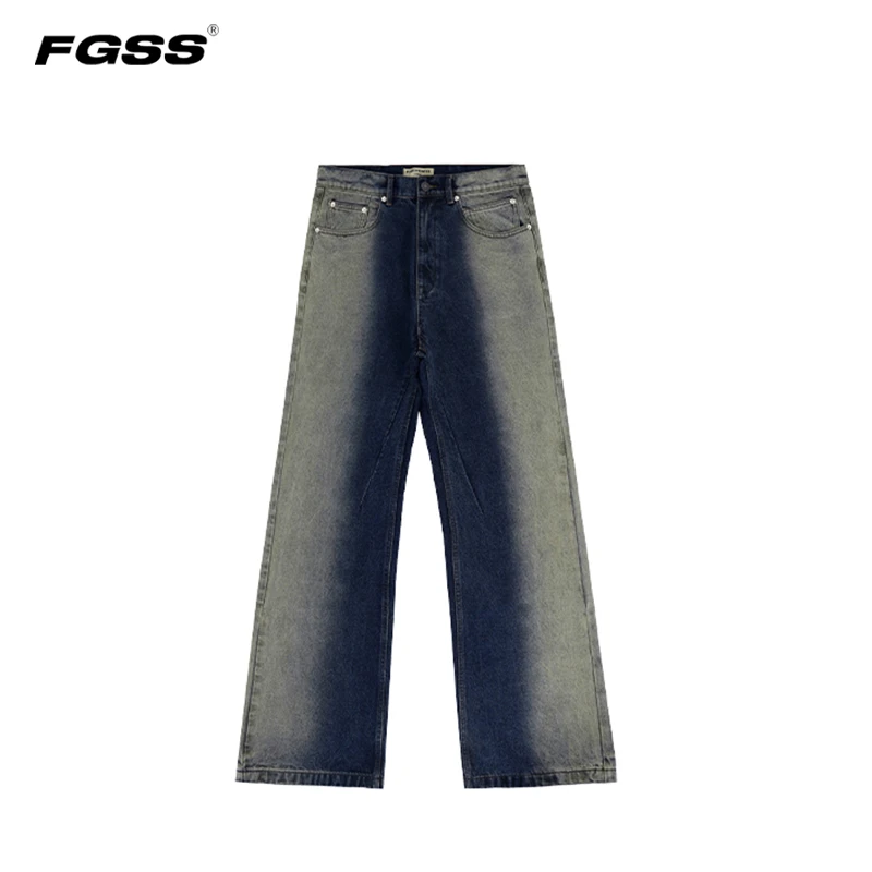 FGSSRO风格渐变水洗牛仔裤做旧休闲宽松百搭高端男女同款潮