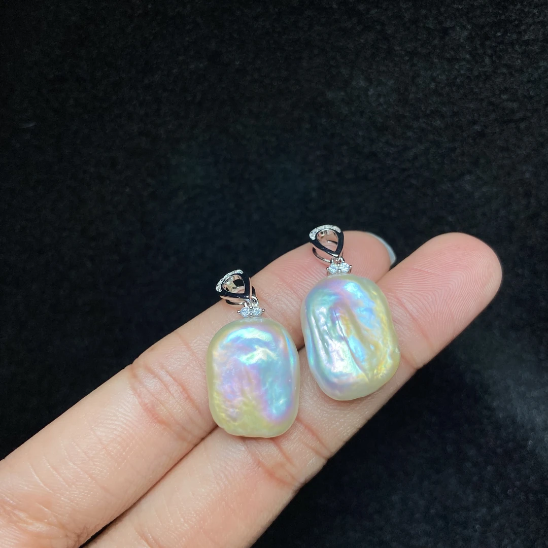 【小北珠宝】s925银镶嵌淡水珍珠吊坠10-1H27X141【多样性发一件】