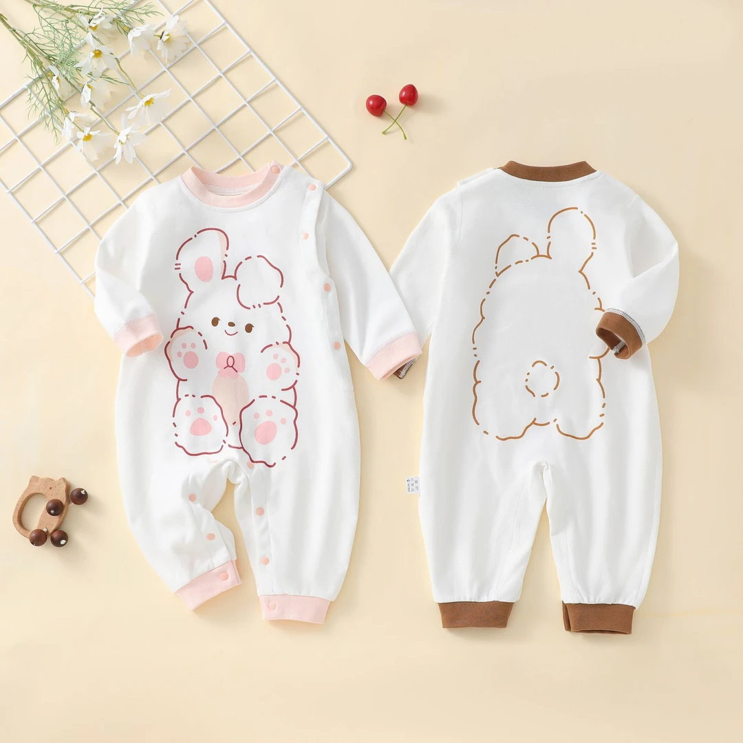 儿童春秋季婴幼儿连体衣宝宝纯棉长袖保暖哈衣新生儿护肚衣服