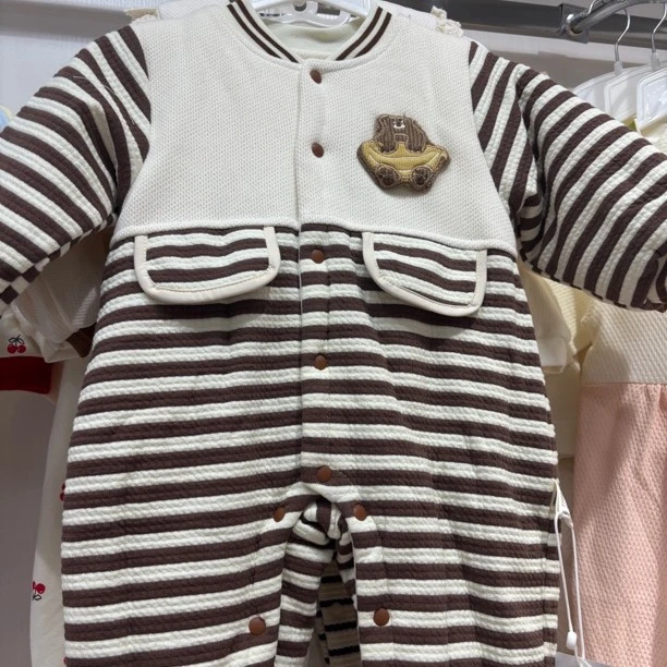 春秋季新款婴幼儿双层连体衣男女宝宝洋气哈衣