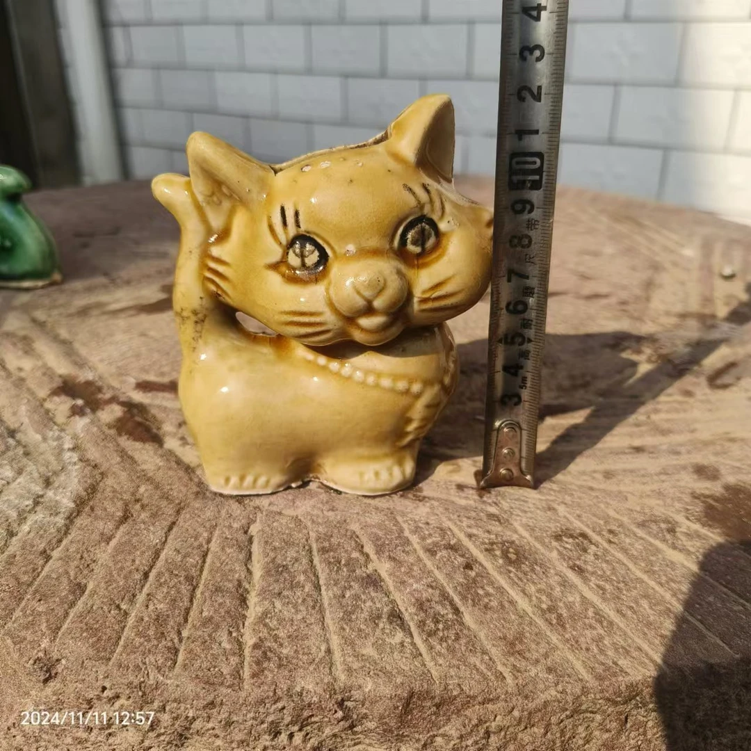 怀旧民俗小猫咪存钱罐70年代老瓷器存钱罐