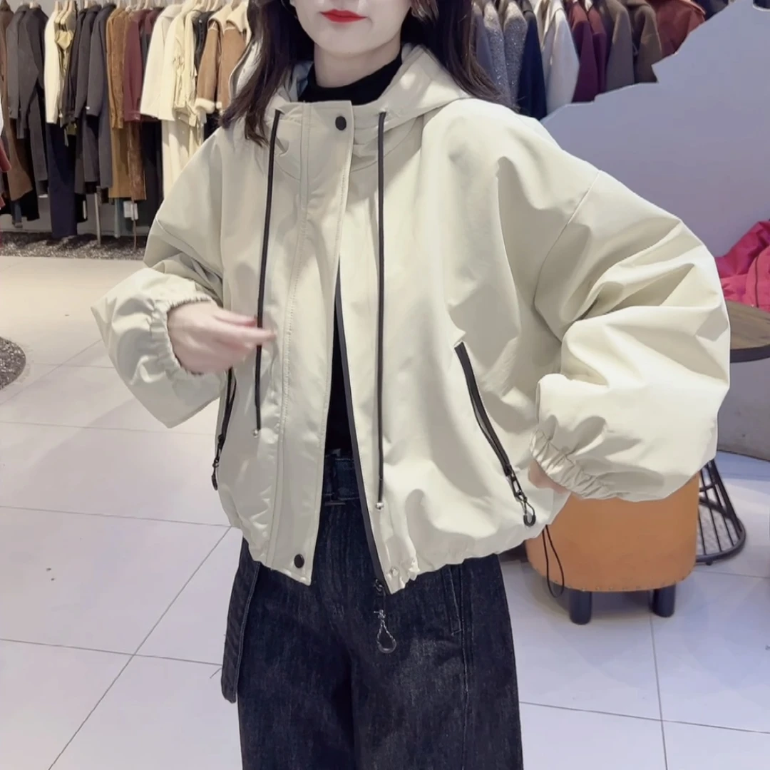 时尚休闲连帽耳机吊饰加棉冲锋衣外套