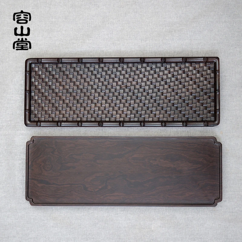 容山堂铭祥黑檀木小茶盘整块实木托盘储水壶承小号干泡台茶台茶席