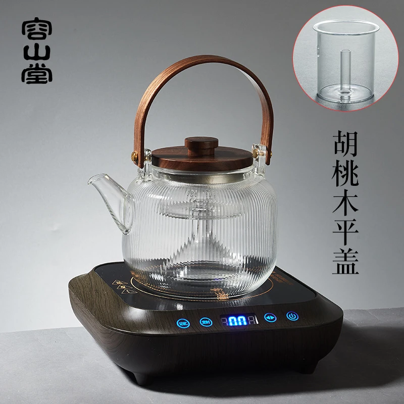 容山堂玻璃茶具煮茶壶大号烧水壶黑白茶全自动蒸茶器电陶炉茶炉