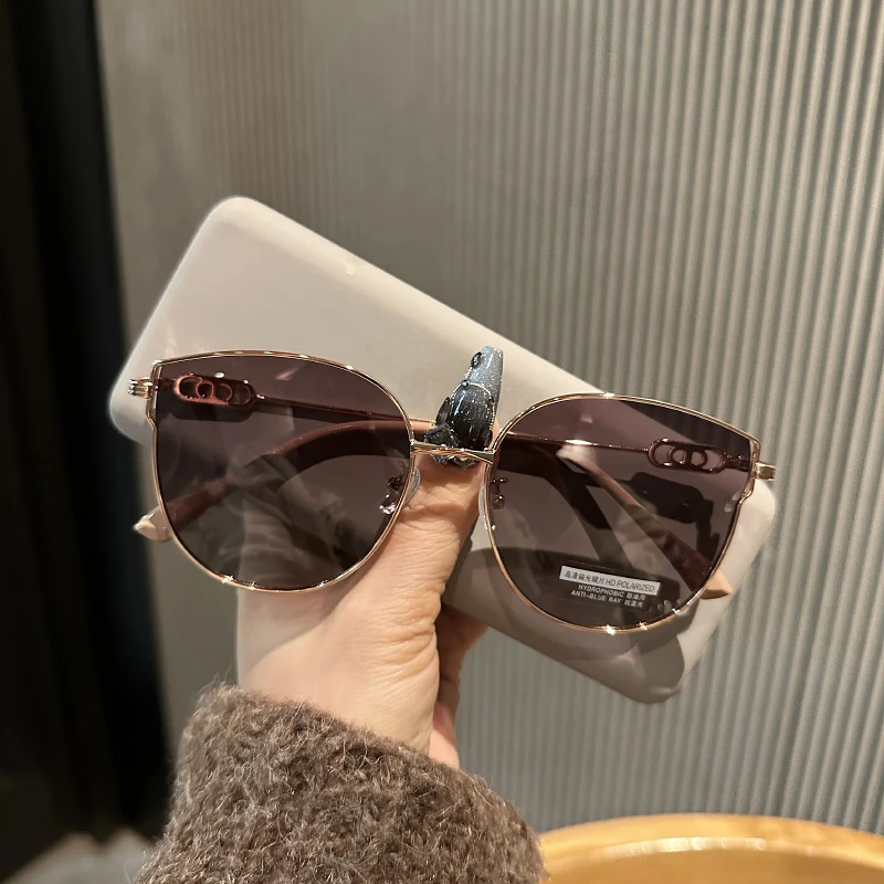 墨镜女2025新款金属大框茶色女士高级感偏光太阳镜防晒防紫外线潮
