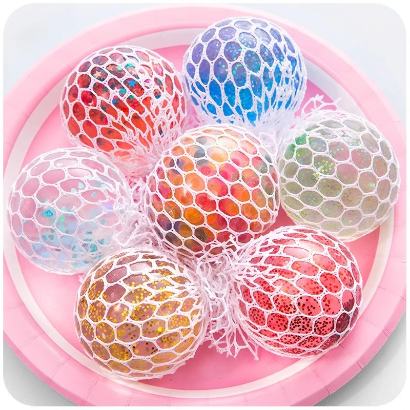 发泄减压葡萄球抓不住整蛊捏捏球发泄水晶彩珠球减压玩具金粉水球