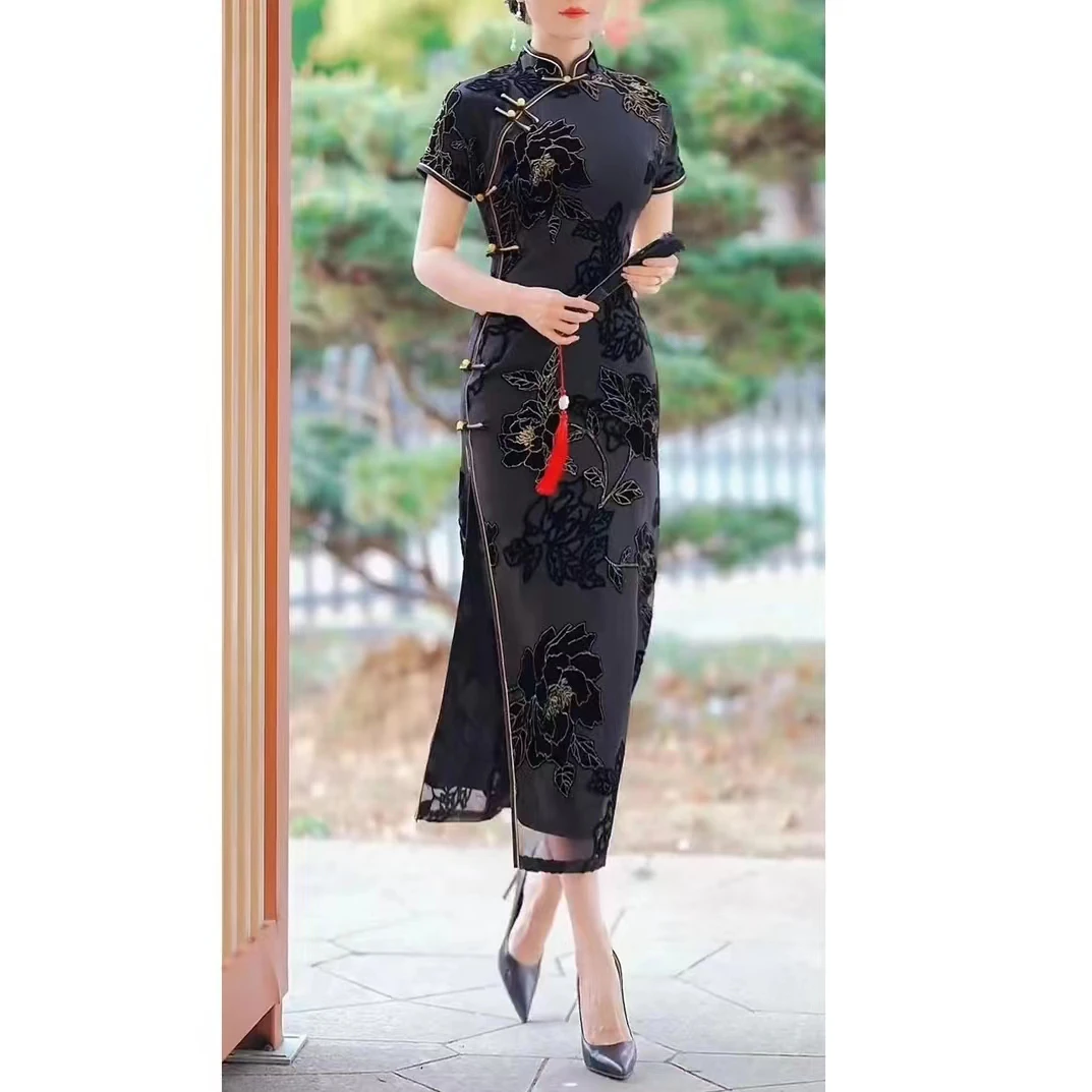 旗袍日记-长相思 新款改良气质夏季复古国风长款优雅旗袍