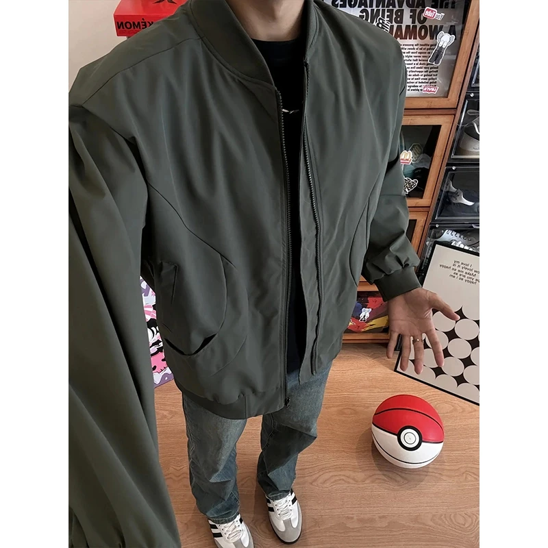 军绿色ma1飞行员夹克棉服男冬季美式复古痞帅夹棉棒球服棉衣外套