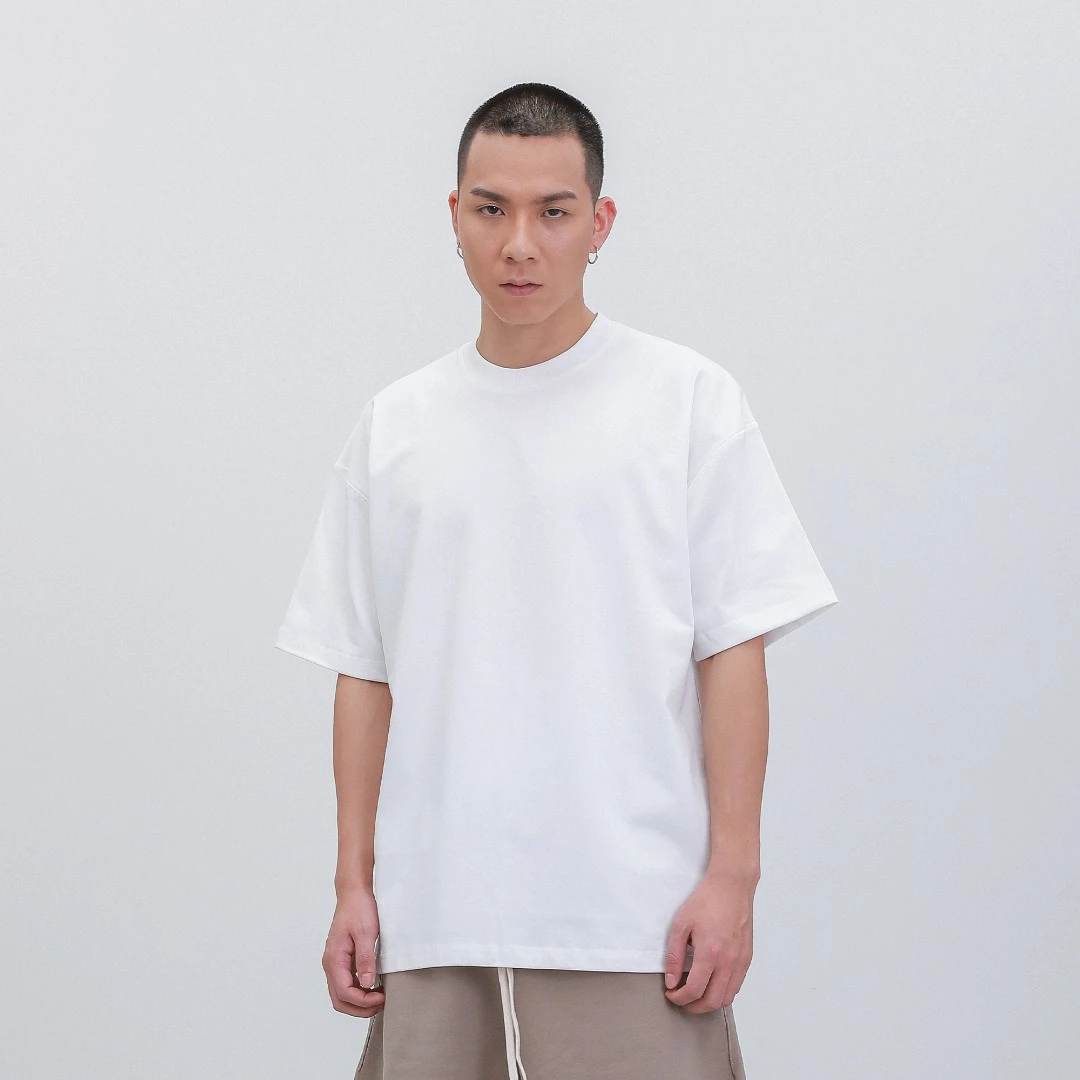 FCGOD基础款小领口纯色280G重磅纯棉国潮T恤宽松圆领打底百搭短袖