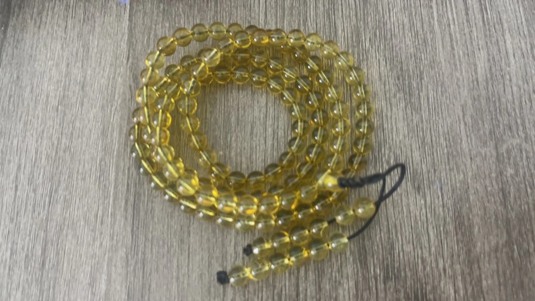 缅甸天然琥珀蓝珀108卡5链子（100以下无证书）介意勿拍