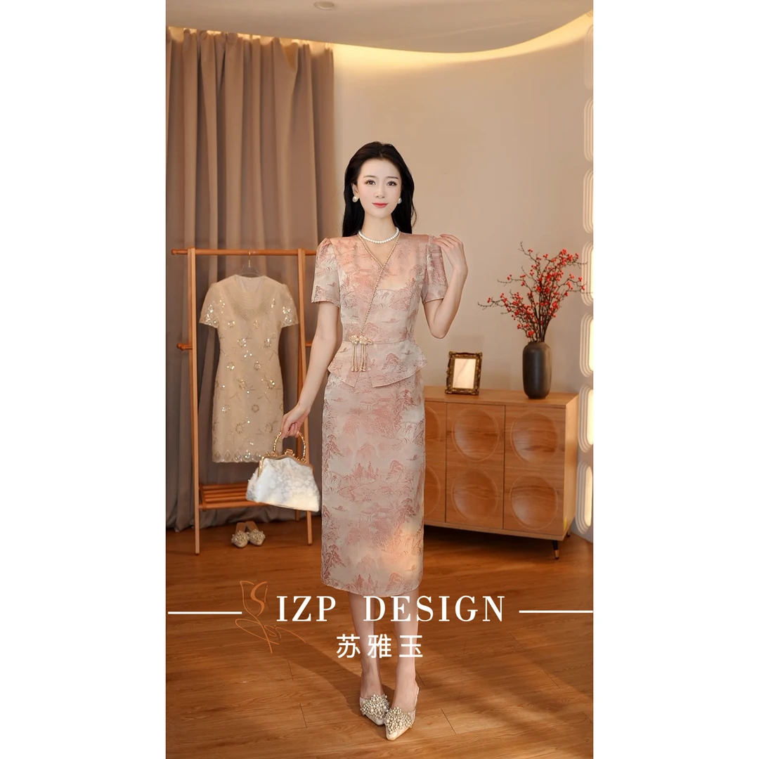 【夏季新品】苏雅玉 IZP<江山如画>新中式假两件连衣裙PO73355