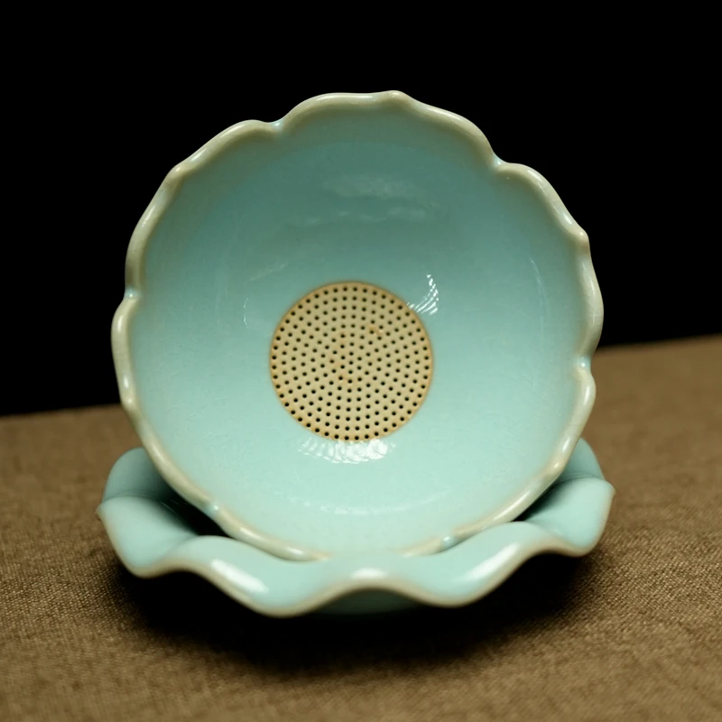 汝誉天下汝窑茶具茶滤茶漏汝瓷天青色手工茶道过滤简约家用陶瓷