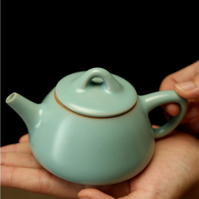 汝誉天下汝窑陶瓷茶具茶壶清凉寺汝瓷天青釉冰裂纹全手工石瓢壶