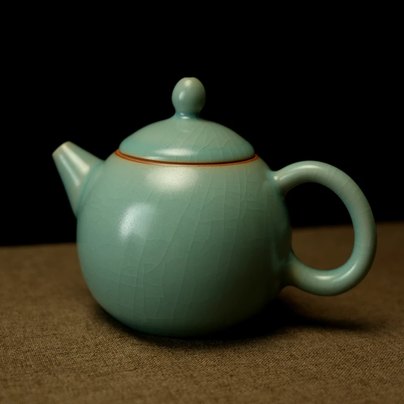 汝誉天下汝窑茶具茶壶龙蛋壶清凉寺汝瓷天青色冰裂纹手工泡茶壶
