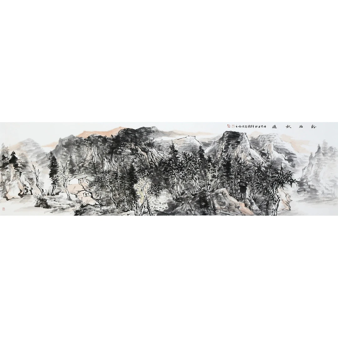【墨华斋】路建华 180x48cm无框传统写意国画水墨山水作品 溪山秋远