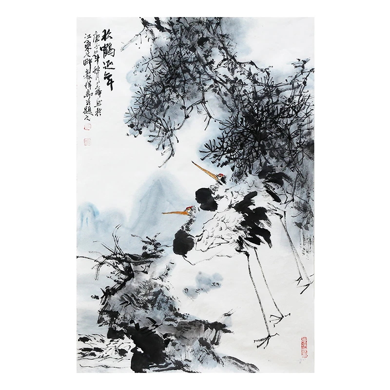 【墨华斋】王辉 画芯尺寸45x68cm无框写意国画花鸟作品展示松鹤延年