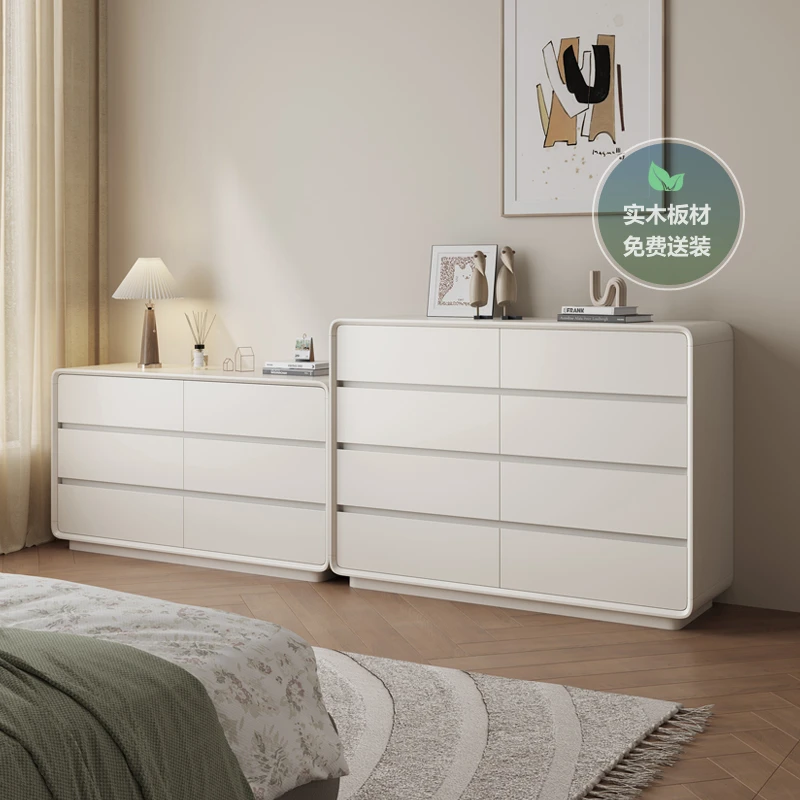 奶油风斗柜卧室床尾柜大容量八斗柜简约现代收纳柜客厅靠墙抽屉柜