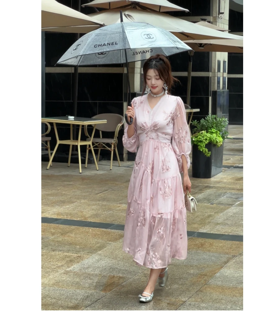 菲姐专属【蔷薇伊人】高级感气质收腰显瘦气质仙女温柔风连衣裙