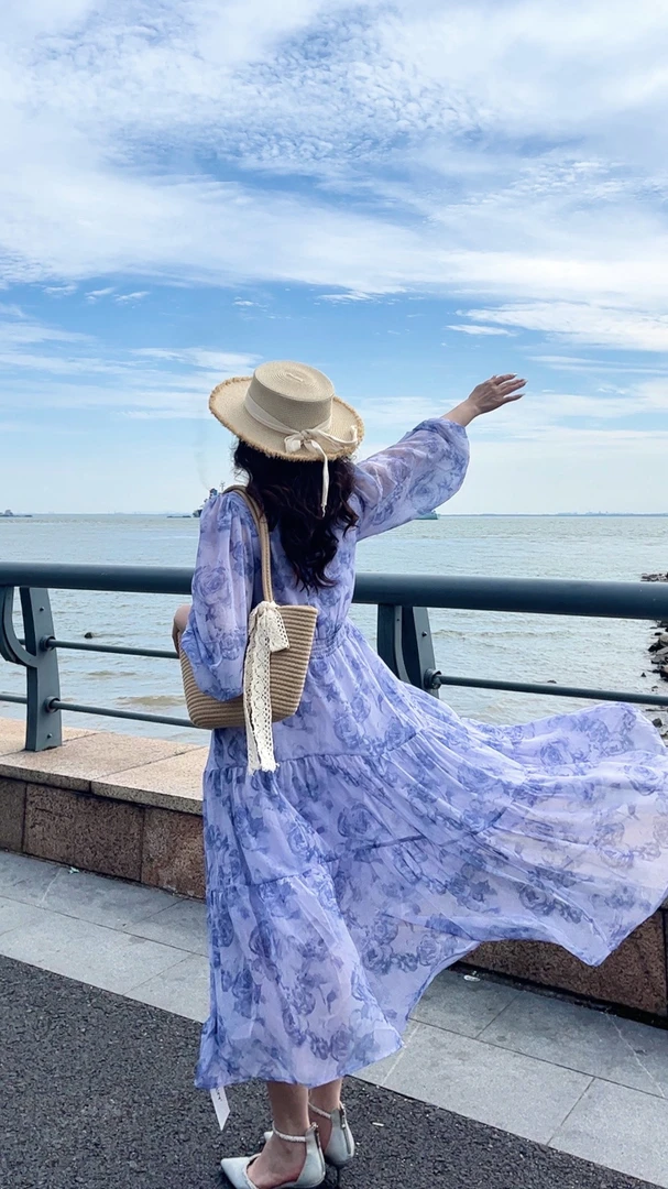 小妖【露红烟紫】温柔小个子高级感气质收腰显瘦御姐风碎花裙时尚