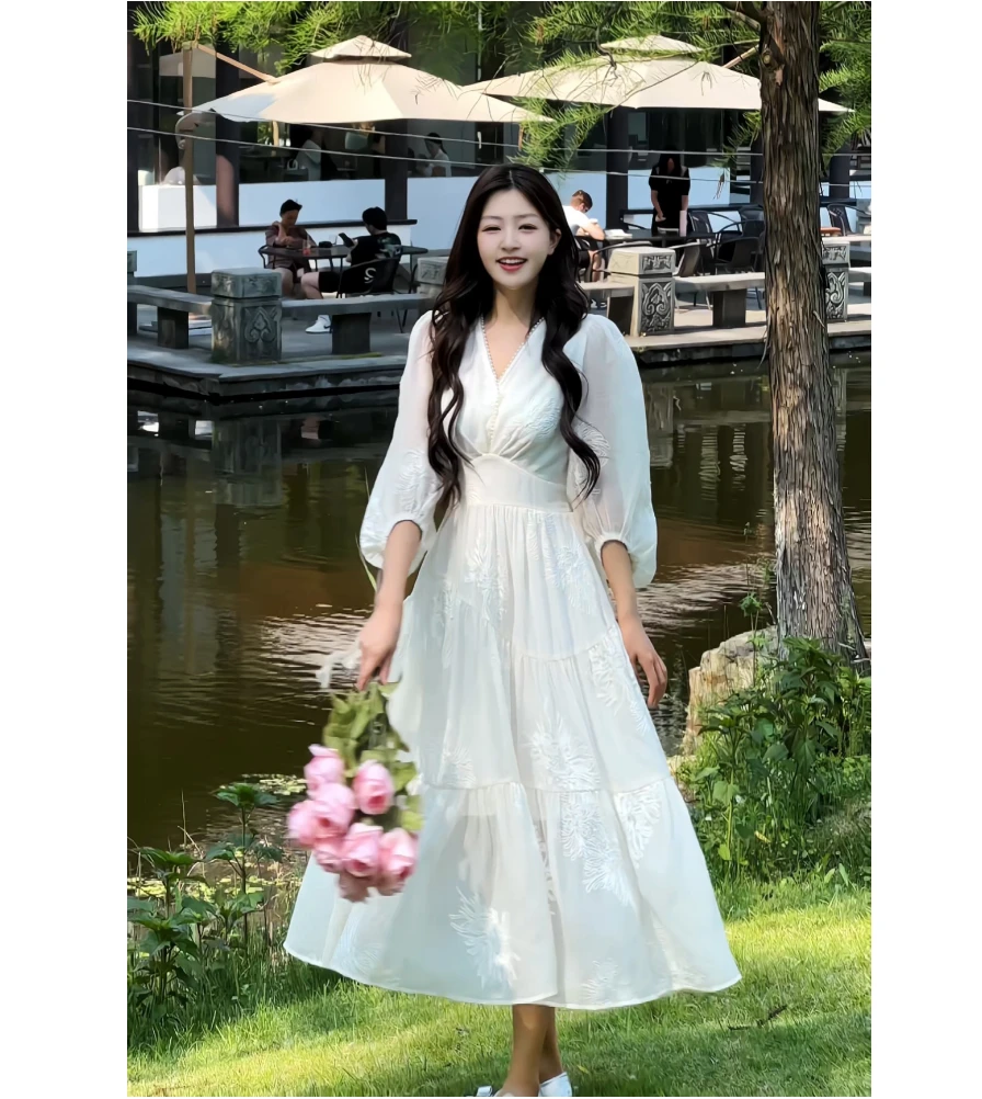 花哥【竹韵云烟】高级感气质收腰显瘦气质温柔风连衣裙5.2