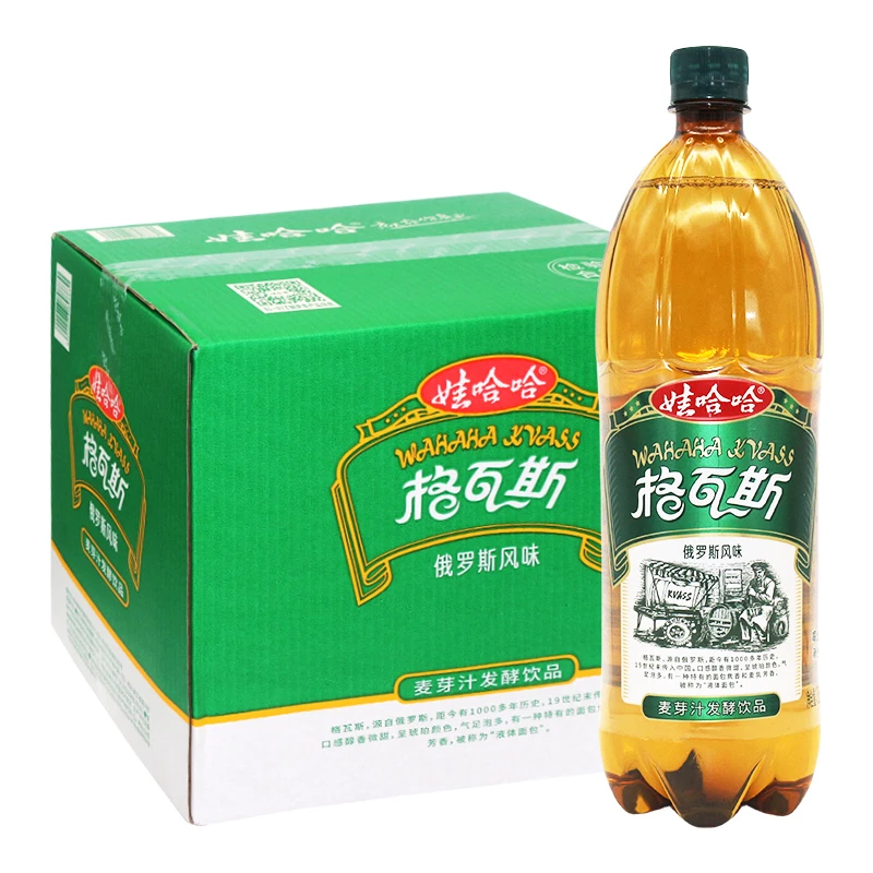 娃哈哈格瓦斯1.25L*12瓶整箱批发 俄罗斯风味饮料 麦芽汁发酵饮品