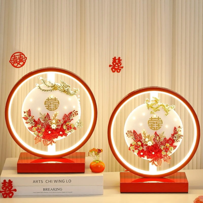 结婚台灯卧室床头灯婚房陪嫁灯婚庆红色一对长明灯新婚礼物送新人