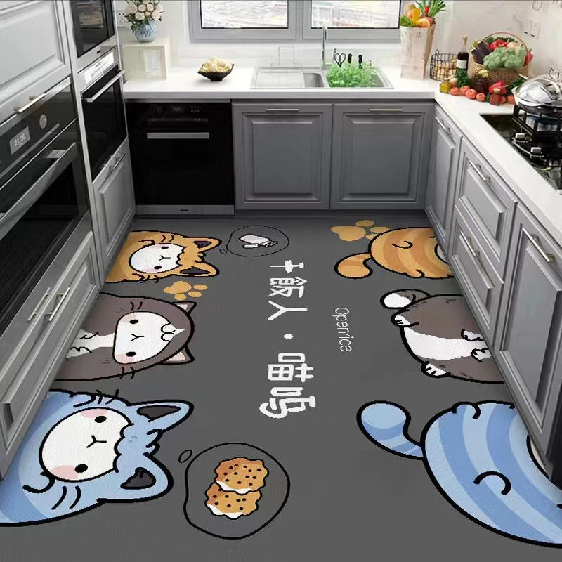 厨房地垫大面积满铺地毯家用简约现代吸水防滑防潮垫子耐脏蹭脚垫