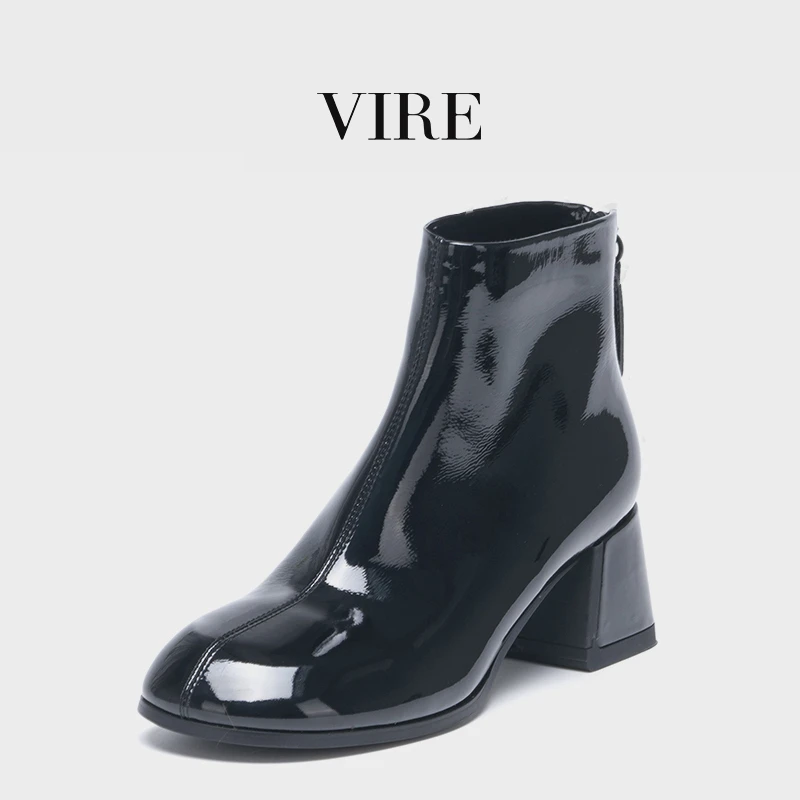 VIRE/5508360新款百搭粗跟气质圆头薄绒短靴