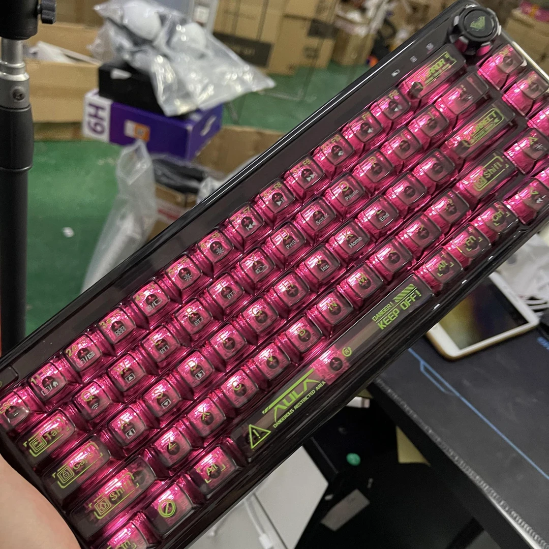95新 AULA/狼蛛 F68三模客制化透明小配列机械键盘