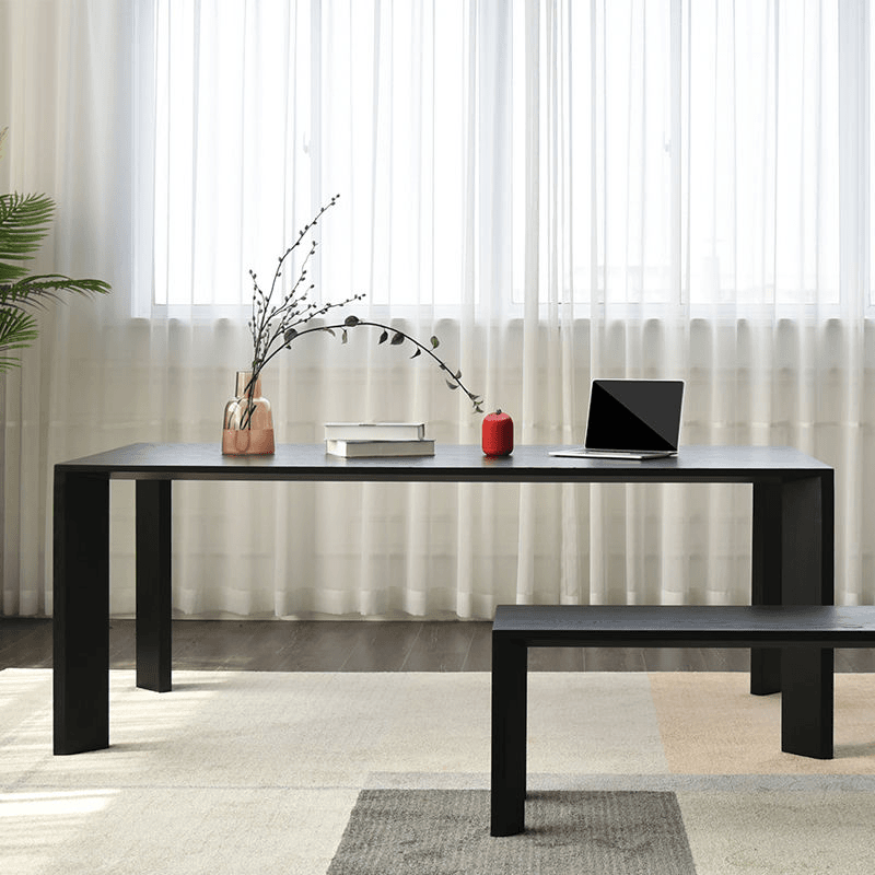 侘寂实木桌椅组合家用岩板岩板餐桌中式伸缩饭桌中式餐桌大理石