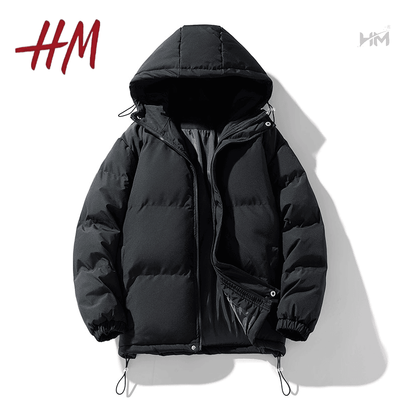 HM棉服男女情侣2023秋冬保暖纯色保暖棉衣加厚面包服潮牌棉袄上衣