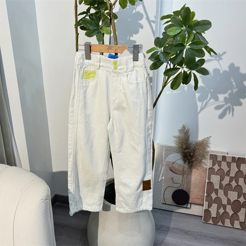 818儿童时尚休闲白色牛仔裤-18A3