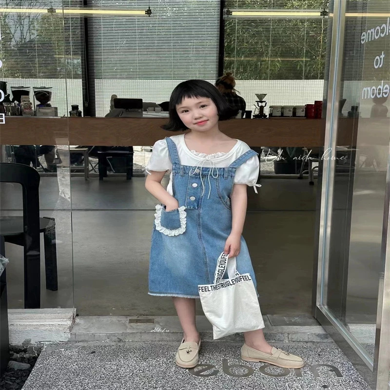 716女童时尚休闲牛仔背带裙-1517