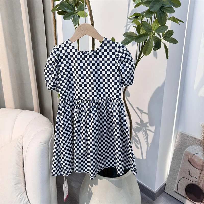 719女童时尚休闲格子连衣裙-23011