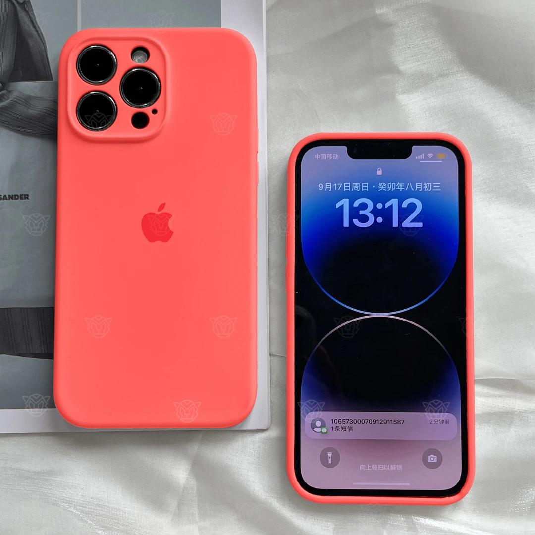杏橙色苹果15ProMax手机壳液态硅胶iPhone14全包13防摔12耐脏11软