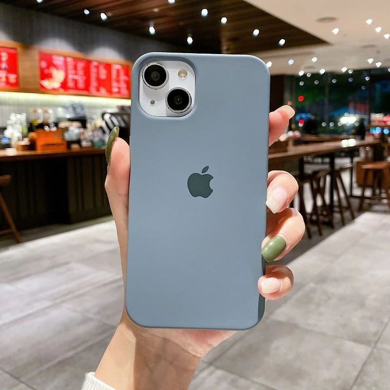 苹果15promax液态硅胶壳碳灰色iPhone14大孔13防摔12软套11手机壳